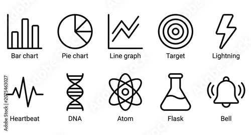 Line Icons of Business and Science Symbols