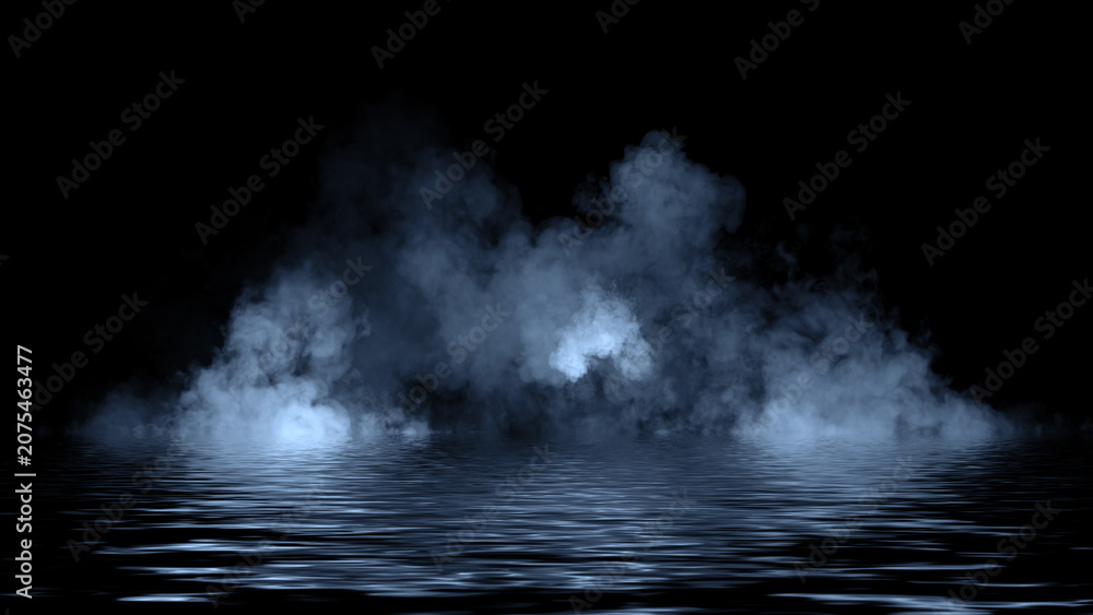 Fototapeta premium View mystic smoke on the floor. Paranormal fog isolated on black background. Design element.