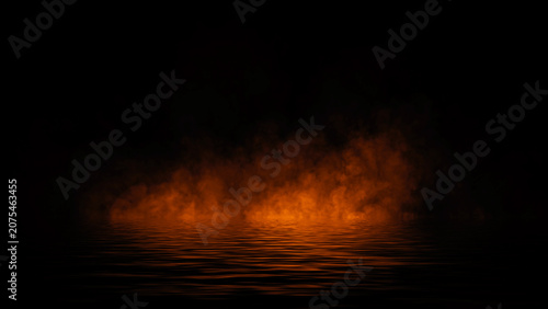 View mystic smoke on the floor. Paranormal fog isolated on black background. Design element.