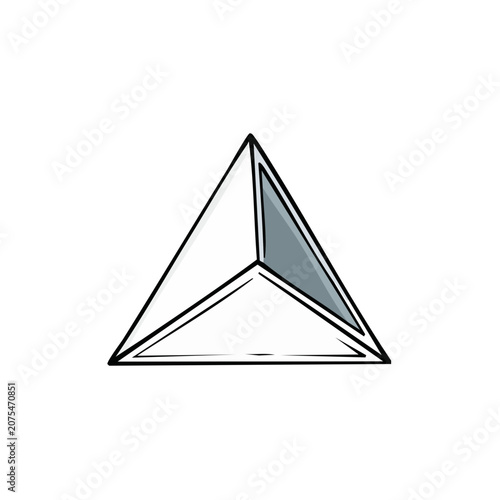 Abstract geometric triangle with three sections and a shaded element representing structure or division