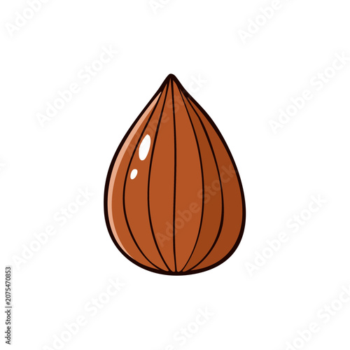 Cartoon Almond Nut Isolated on White