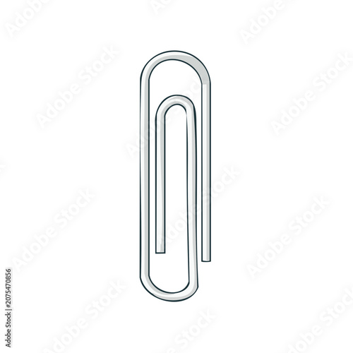 A single, simple metal paper clip illustration on a white background