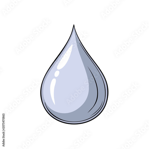 Single Clear Water Droplet Illustration with Shadow