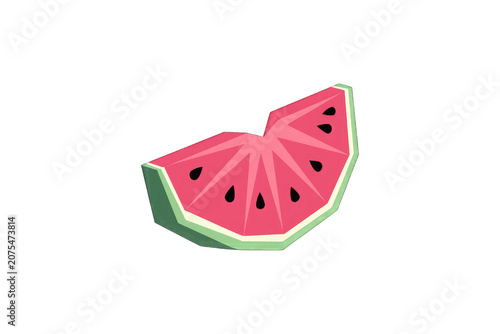 Bite taken watermelon slice isolated on transparent background.