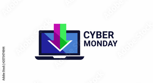 Cyber Monday Laptop Download Icon.
