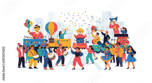 Diverse group of happy people celebrating.