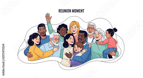 Diverse group of happy people together.