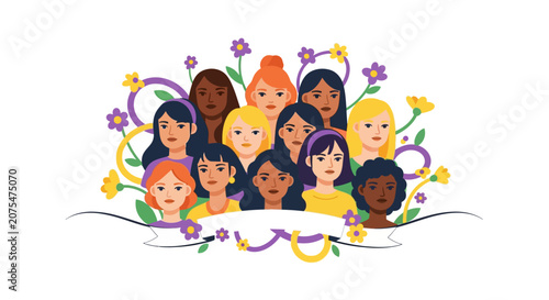 Diverse Group of Smiling Women Faces.
