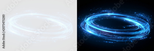Photos Transparent png overlay of blue glowing light rings with dust twirls and sparkli