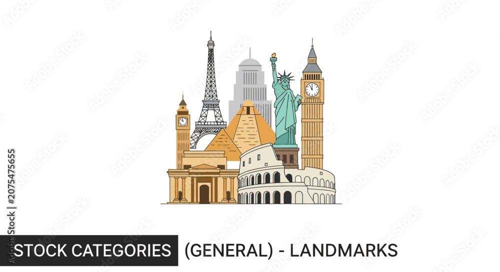 Obraz premium Famous Landmarks of the World Architecture.