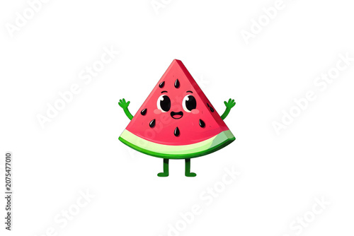 Smiling Watermelon Character Graphic on transparent background.