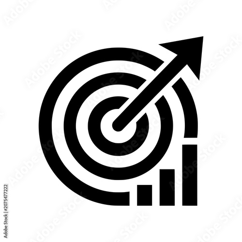 Obraz na plátně Business Goal icon representing ambitious growth, strategic planning, and successful execution through a target and rocket concept