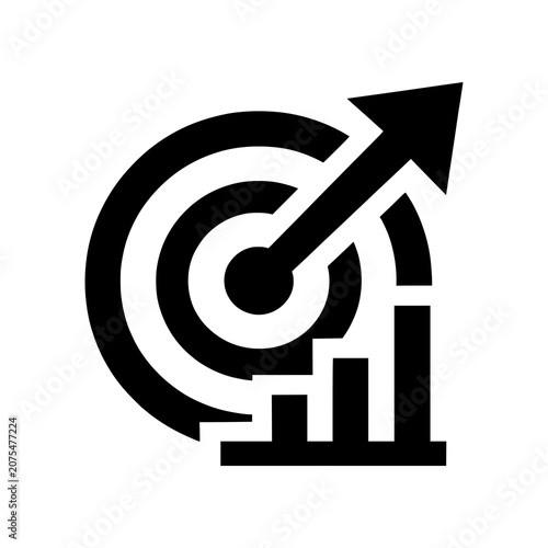 Принти на полотні Business Goal icon representing ambitious growth, strategic planning, and successful execution through a target and rocket concept