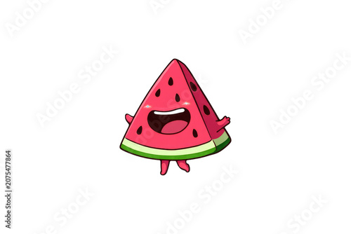 Smiling Watermelon Character Graphic on transparent background.