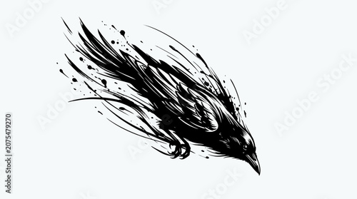 Obraz na płótnie Abstract silhouette crow illustration for various creative projects suitable for logos, posters, banners, and halloweenthemed designs