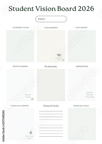Minimalist Academic Planner Template for Student Goal Setting and Vision Board Planning in 2026