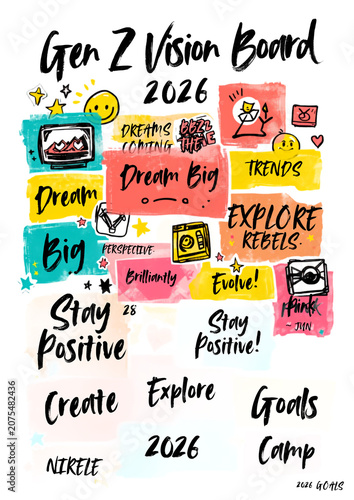 Inspirational Creative Motivational Collage Featuring Handwritten Goals and Uplifting Positive Affirmations for Future Aspirations