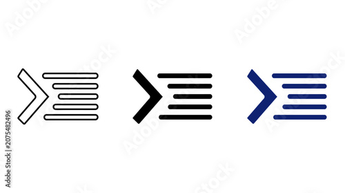 Photos Increase text indentation and code alignment menu icon set with right arrow in l