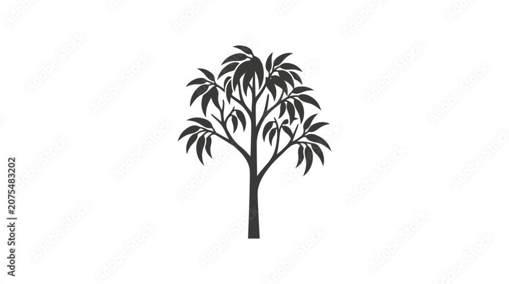 Obraz premium Palm tree silhouette with leaves.