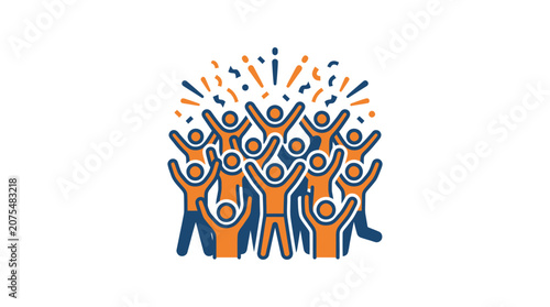 Tableau sur toile People Celebrating With Raised Hands Together.