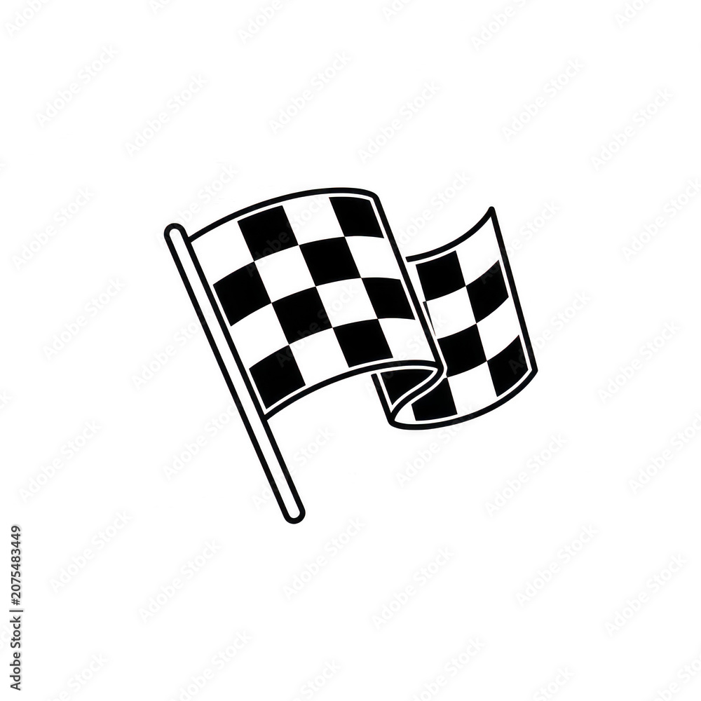 Fototapeta premium Checkered racing flag finish icon with checkered, competition