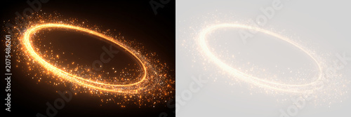 Fotografía Transparent png overlay of glowing orange light swirl with dust and sparkle effe