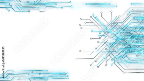 Futuristic Blue Digital Circuit Board Frame Animation with Glowing Connectivity Traces
