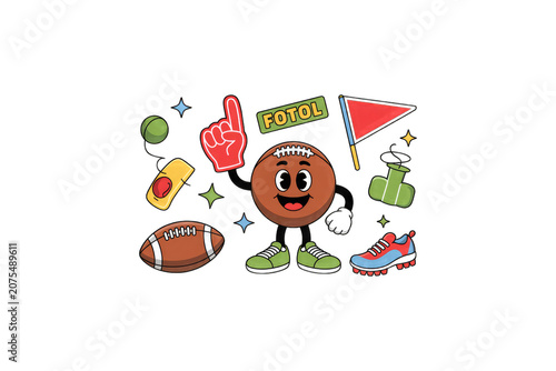 American Football Team Sports Cartoon Clip Art on transparent background.