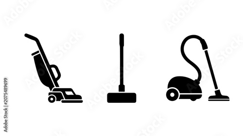 Fotografie Vacuum Cleaner Icon Set Representing Cleaning, Hygiene, and Home Maintenance in