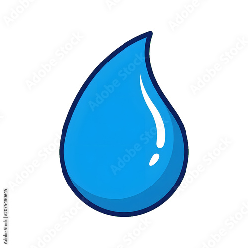 Blue water droplet illustration showing liquid rain drop structure with reflection designs
