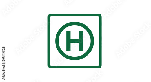 Green Helipad Icon - Helicopter Landing Zone Symbol