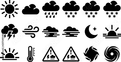 Obraz na płótnie Weather Forecast and Climate Icons Collection
