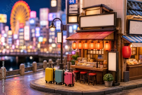 Cute Osaka Street Food Travel Miniature Scene