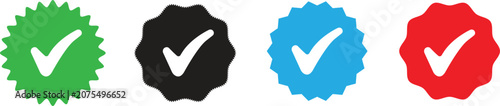 Foto Green blue red black check mark icons set