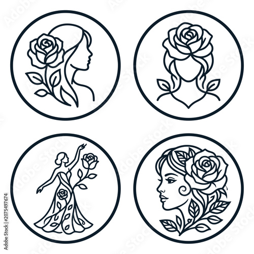Black and white line art roses.