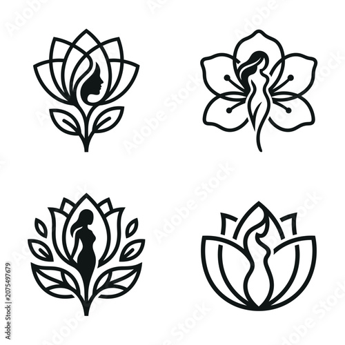 Lotus flower yoga meditation symbols.