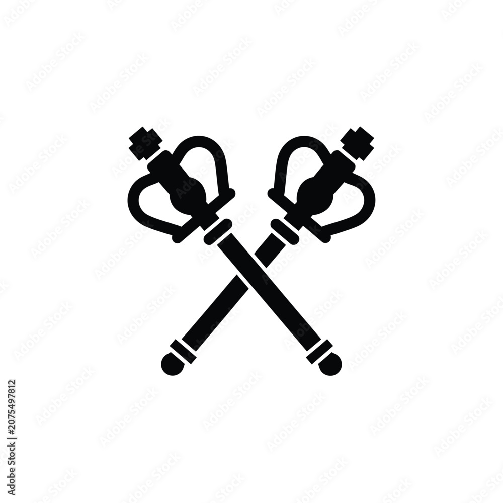 Fototapeta premium Two Crossed Swords Icon Black Silhouette.