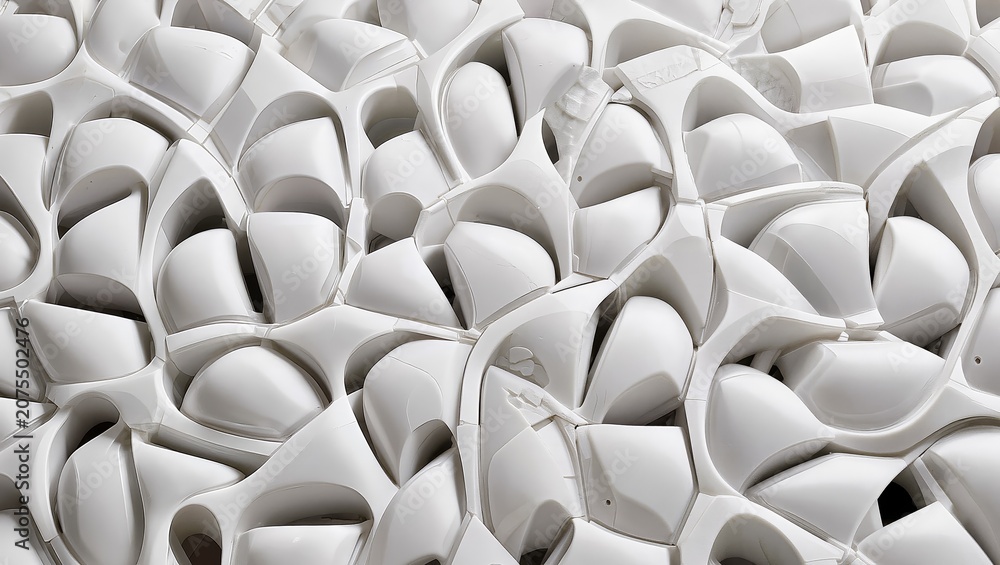 Obraz premium Abstract White Voronoi Geometric Relief Texture Background