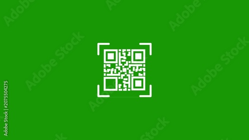 QR Code Scanning animation. High quality digital QR code scanning animation with a laser scan line on a solid background.