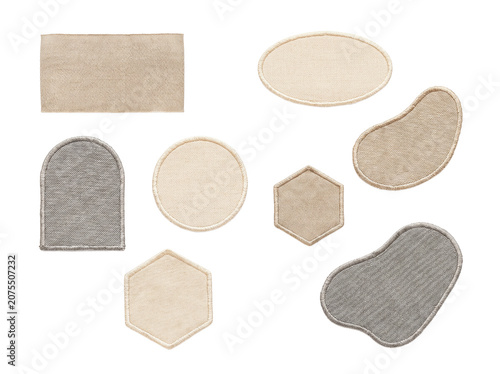 Принти на полотні Assortment of Blank Fabric Patches in Various Shapes