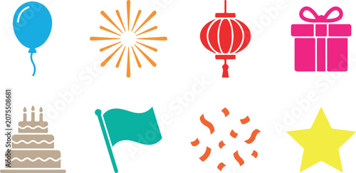 Foto Set of colorful celebration