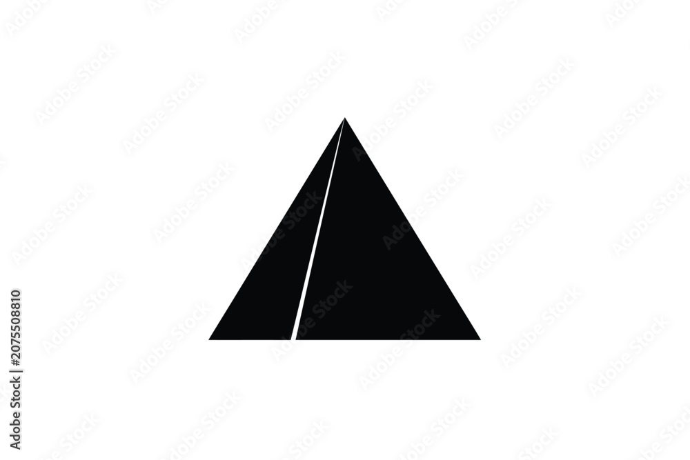 Fototapeta premium Black triangular shape with central line on white background