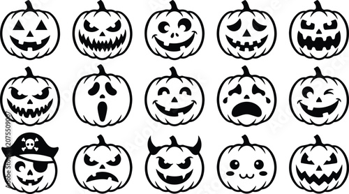 Halloween pumpkin faces clip art