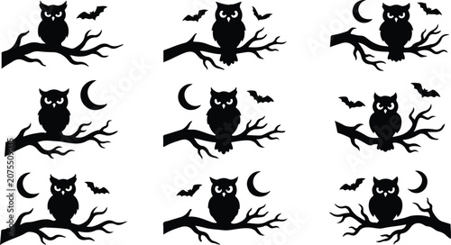 Halloween owl silhouette graphics
