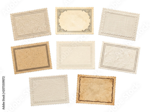 Φωτογραφία Collection of Vintage Postage Stamp Frames Isolated White Background
