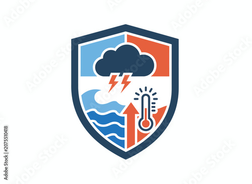 Climate Protection Shield Vector with Weather and Temperature Icons
