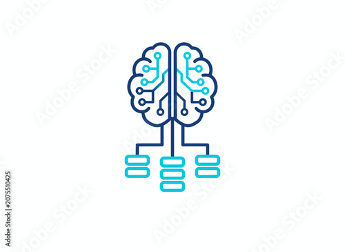 Artificial Intelligence Brain with Data Connection Network Vector