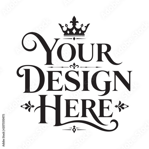 Elegant royal crest typography design featuring crown icon for premium branding projects.