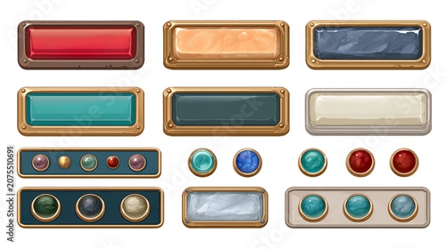 Set of Decorative Buttons and Panel Designs