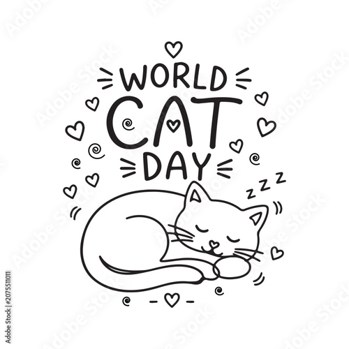 Cute Meow Cat Typography Graphic Tee with Minimalist Black Cat Illustration